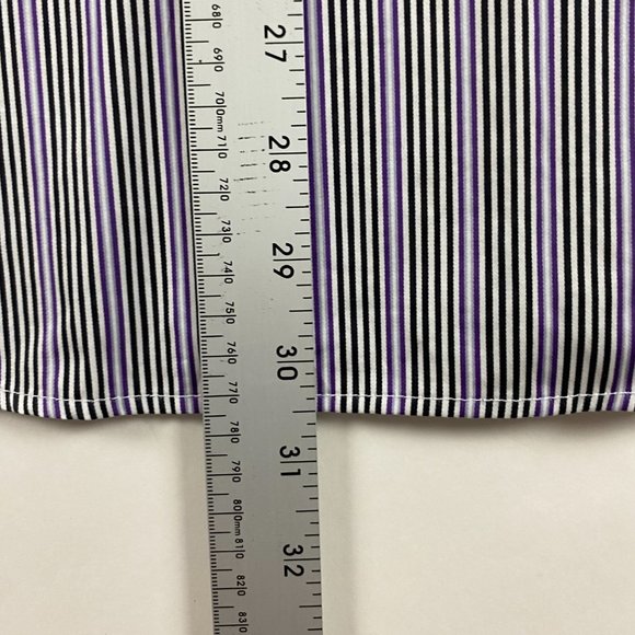 Bugatchi Shaped Fit Shirt Mens Small Purple White Stripe Cotton - Picture 8 of 11